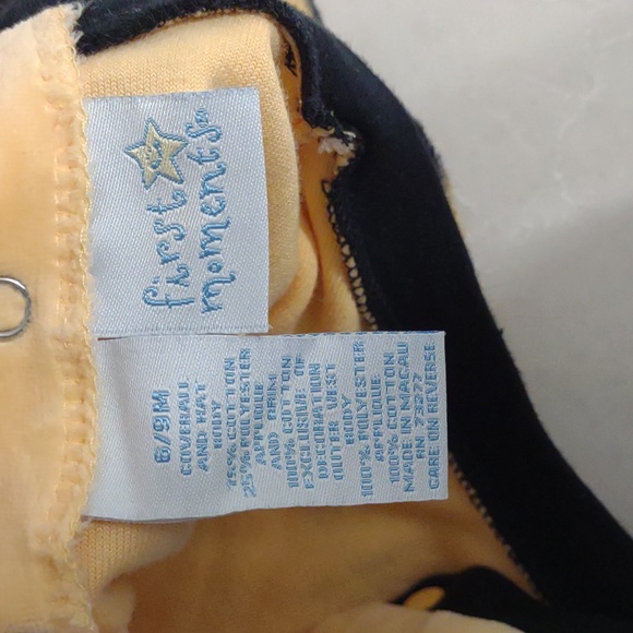 First Moments Babies Bumblebee Bodysuit Onesie Dress Up Halloween Costume 6/9M - Picture 8 of 11